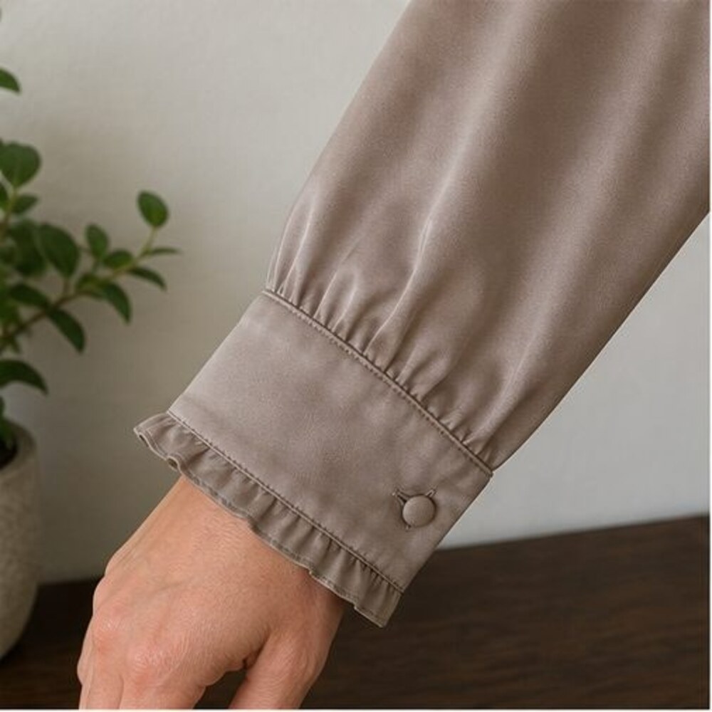 Taupe Ruffle Blouse - Picture 5 of 6